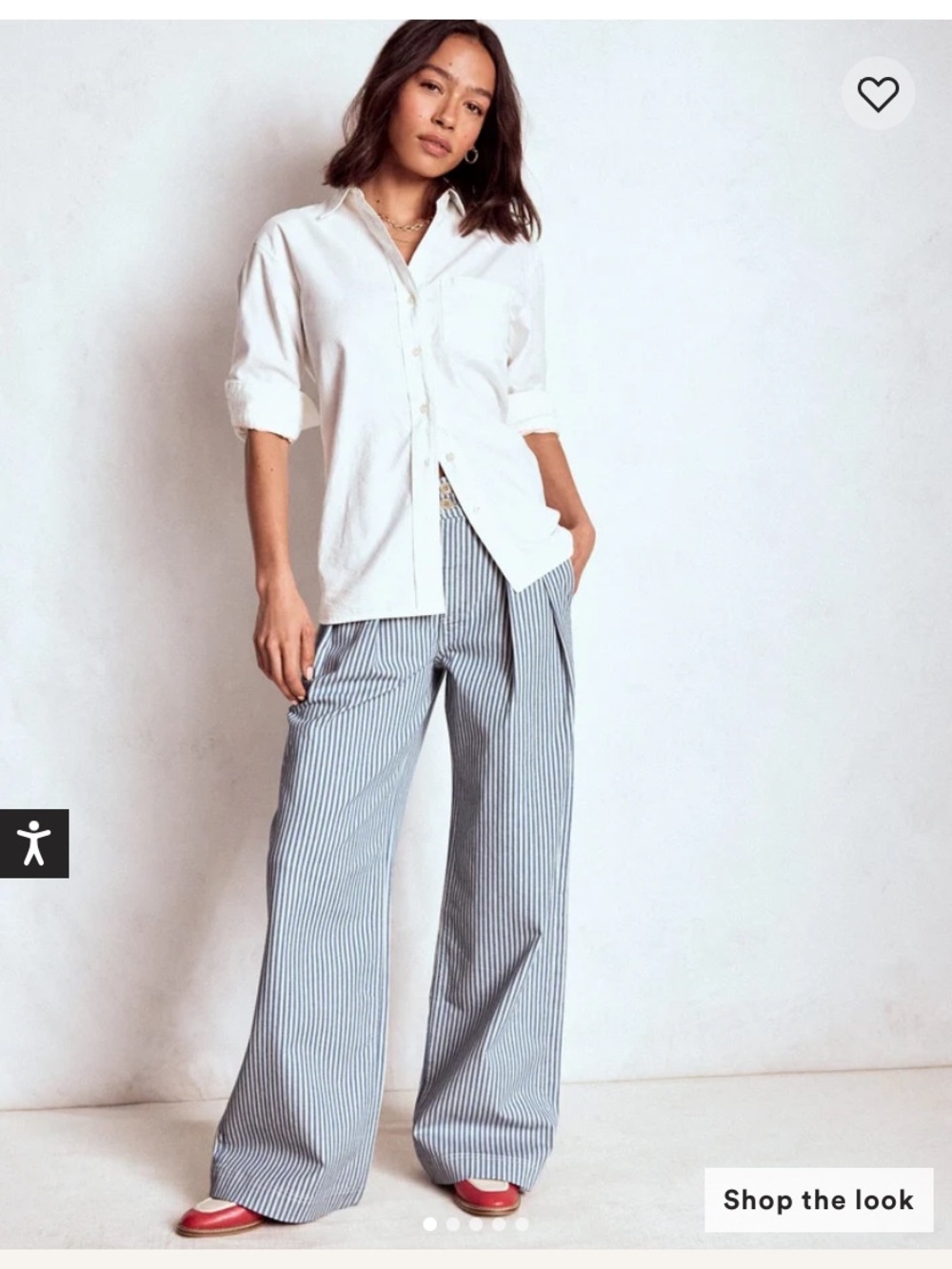 Boden Brompton Wide Leg Pants Blue Stripe Womens 2 - Picture 3 of 5